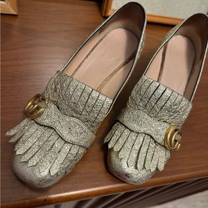 Gucci Platino Metallic Loafers